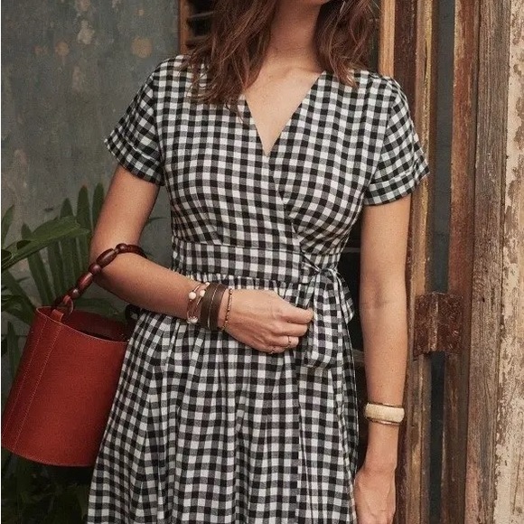 Sezane Marielle Midi Wrap Dress Gingham - Picture 3 of 5